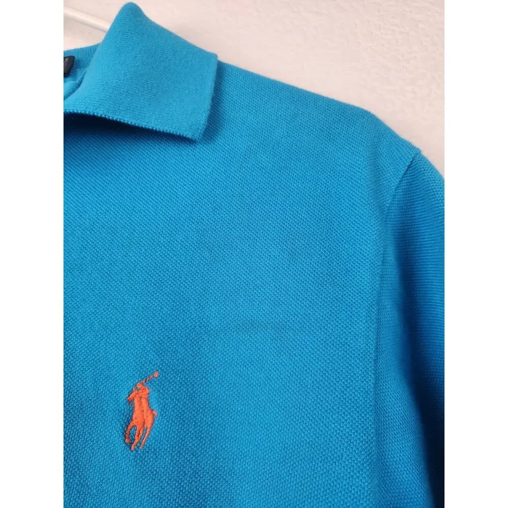 Vintage Polo Ralph Lauren Polo Shirt Turquoise Blue Men Small Logo Short Sleeve
